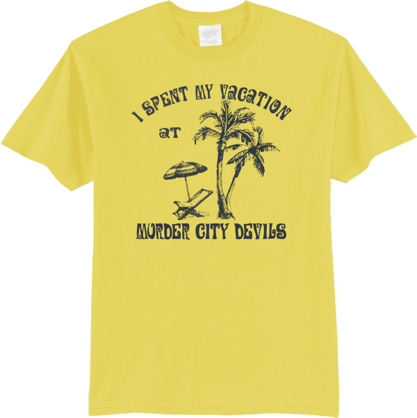 Yellow Shirt Vacation Print